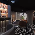 Elegant Modern Restaurant Interior With Leather Seats Wooden Tables And Wine Racks
