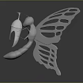 White Butterfly Shaped 3D Artistic Decorative Model Featuring Hollow Wing Design