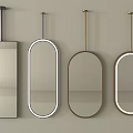 Modern Wall Mounted Mirrors With Rectangular Oval Shapes And LED Light Frames 3d model