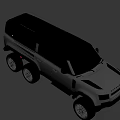 Gray Six Wheel Off Road Vehicle With Red Brake Calipers And Rugged Design
