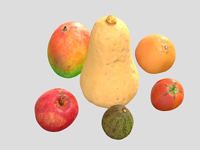 fruit apple mango avocado orange vegetable 3d model