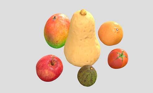 fruit apple mango avocado orange vegetable 3d model