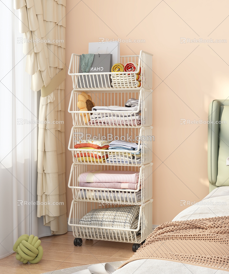 Cream Style Bedroom Storage Rack model