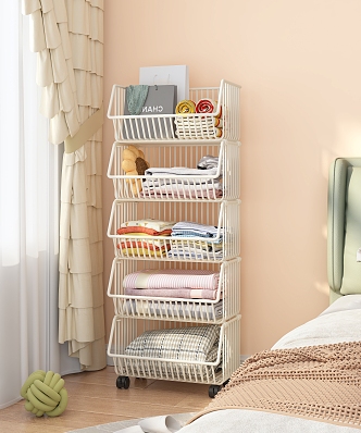 Cream Style Bedroom Storage Rack 3d model