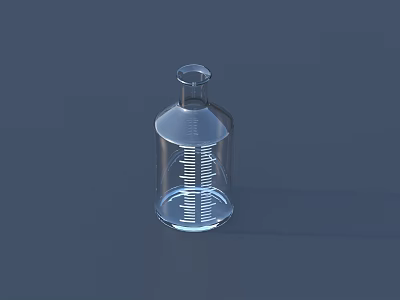 Transparent Graduated Glass Bottle With Measurement Scales On Gray Background 3d model
