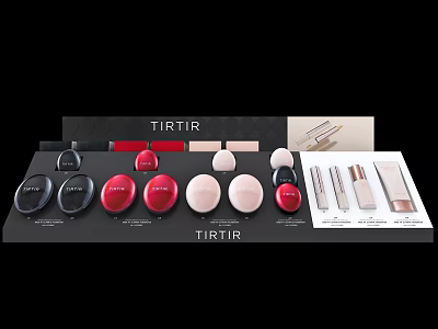TIRTIR Cosmetics Display With Round Pressed Powders Lipsticks And Makeup Products 3d model
