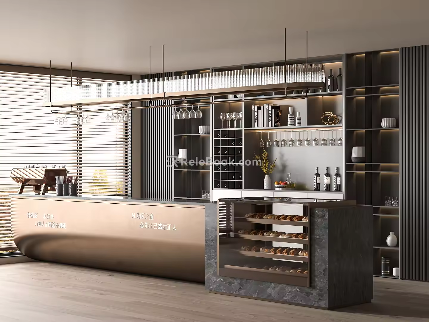 Modern Cafe Milk Tea Shop Coffee Bar Counter Bakery Showcase Coffee Machine Workbench Cashier Counter 3d model