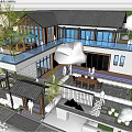 Traditional Modern Fusion Boutique Villa With Courtyard Pool Wooden Glass Elements