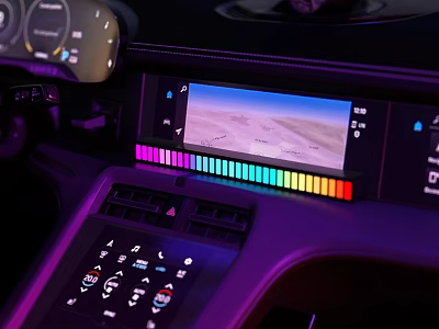 Car Interior Dashboard Touchscreen Display With Colorful Equalizer And Control Buttons 3d model