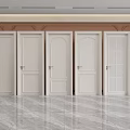 White Hinged Doors With Various Designs In Modern Interior On Marble Floor 3d model