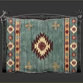Leisure Chair With Metal Frame Grid Patterned Backrest Curved Armrests And Colorful Cushion