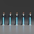 Modern Reception Desk Design With Illuminated Blue Light Strips And Professional Staff