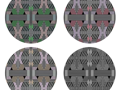 Round Carpets With Geometric Patterns And Vibrant Colors For Modern Living Room Decor 3d model
