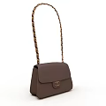 Brown Leather Handbag With Decorative Chain Strap And Classic Logo Design 3d model