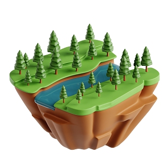 Modern Island Cartoon Island Outdoor Landscape 3d model