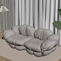 Modern Cream Lounge Chair With Cloud-like Curved Design Floor Lamp Green Plant And Rug