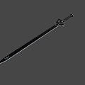 Intricate Design Sword With Black Hilt Silver Guard And Slender Blade