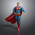 Superman Character In Blue Costume With Red Cape And S Emblem Standing Pose