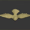 Game Movie Character Golden Eagle Statue With Spread Wings On Black Surface And Reflection