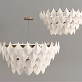 Elegant Modern White Leaf Shaped Chandeliers With Layered Decorative Design 3d model