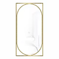 Oval Gold Frame Mirror in Modern White Bathroom with Bathtub Interior