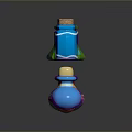Woman Showing Colorful Magic Potion Bottles With Various Shapes And Cork Stoppers