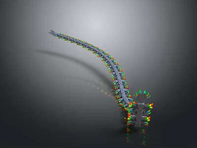 Game Film Character Curved Mechanical Tail With Multiple Joints Colorful Lights And Reflective Surface 3d model