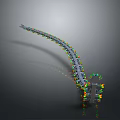 Game Film Character Curved Mechanical Tail With Multiple Joints Colorful Lights And Reflective Surface