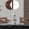 Modern leisure table and chair combination single chair side table 3d model