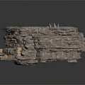 Layered Rock Formation Scene Component With Cave Like Depressions And Stone Pillars