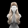 Game And Movie Character 3D Model With Long Blonde Curly Hair Upper Body Black Background
