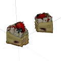 Two Delicious Layered Cake Slices Topped With Fresh Strawberries Berries And Cream Dots