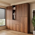 Modern Wooden Wardrobe Interior Design With Hanging Garment Folded Linens And Drawers