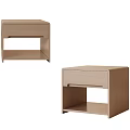 Modern Light Wood Bedside Tables with Drawer and Open Shelf Storage Design