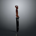 Tactical Weapon Knife With Wooden Handle And Black Sharp Blade