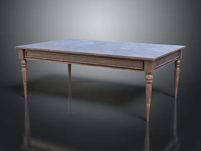 Classic Wooden Table With Rectangular Top Single Drawer And Slender Legs 3d model