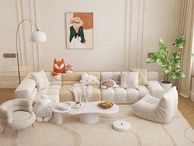 Modern Living Room Sofa Combination Ornaments 3d model