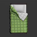 Single Metal Frame Bed With Green Quilt And White Pillow For Bedroom