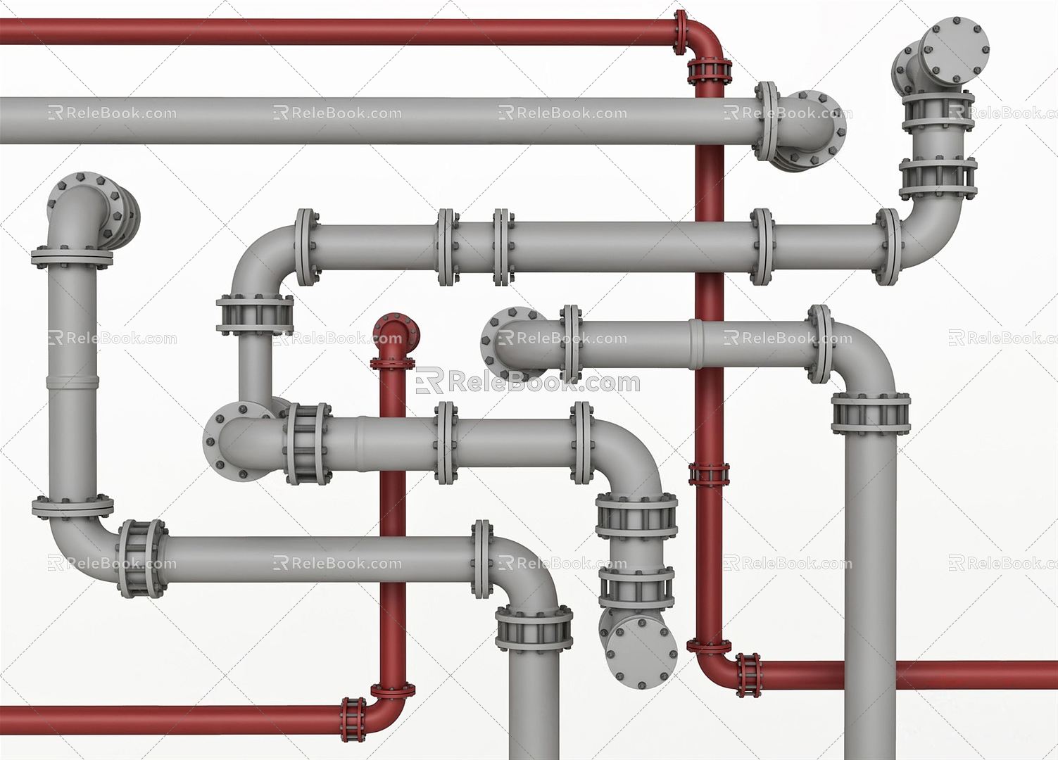 Modern pipe gas pipe upper and lower water pipe waterway fire pipe water pipe valve pipe parts ceiling fire water pipe 3d model