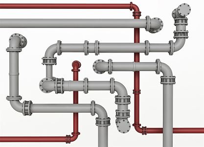 Modern pipe gas pipe upper and lower water pipe waterway fire pipe water pipe valve pipe parts ceiling fire water pipe 3d model