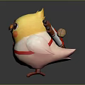 Cute Yellow Chicken Game Movie Character with Glasses Red Bow Tie and White Body