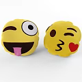 Yellow Emoji Plush Dolls with Big Eyes Sticking Tongue and Kissing Face Red Heart