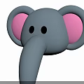 Cute Blue Elephant Head Toy With Pink Ears And Black Eyes