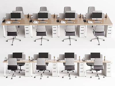 Modern Office Desk and Chair Row Office Desk and Chair Office Supplies model