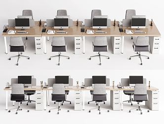 Modern Office Desk and Chair Row Office Desk and Chair Office Supplies 3d model