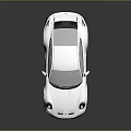 White Sports Car With Black Rear Wing Shiny Wheels On Reflective Surface