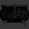 Vintage Metal Cauldron with Carved Patterns Decorative Handles and Three Legs for Home Decor