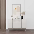 Modern Entryway Console Table And Side Cabinet With Abstract Painting Vase And Decorative Objects 3d model