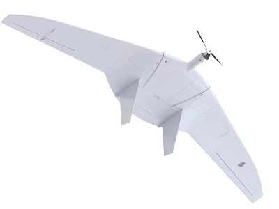 Modern White Fixed Wing Drone With Propeller And Aerodynamic Body Structure 3d model