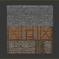 Ancient Architecture With Traditional Timber Frame Gray Tile Roof And Brick Stone Base